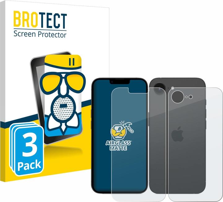 Immagine prodotto BROTECT AirGlass Vetro Opaco (3 Pezzo/i, Apple iPhone 16e)