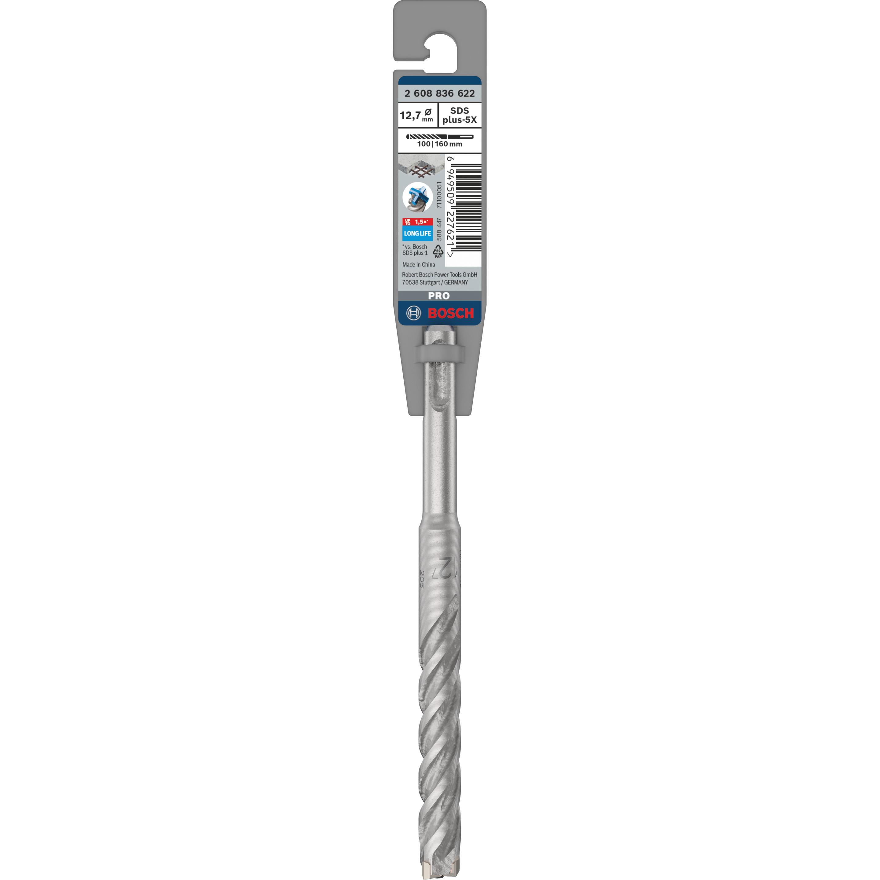 Thumbnail - Bosch Professional, Bohrereinsatz, PRO SDS plus-5X Hammerbohrer, 12,7 x 100 x 160 mm (12.7 Millimeter)
