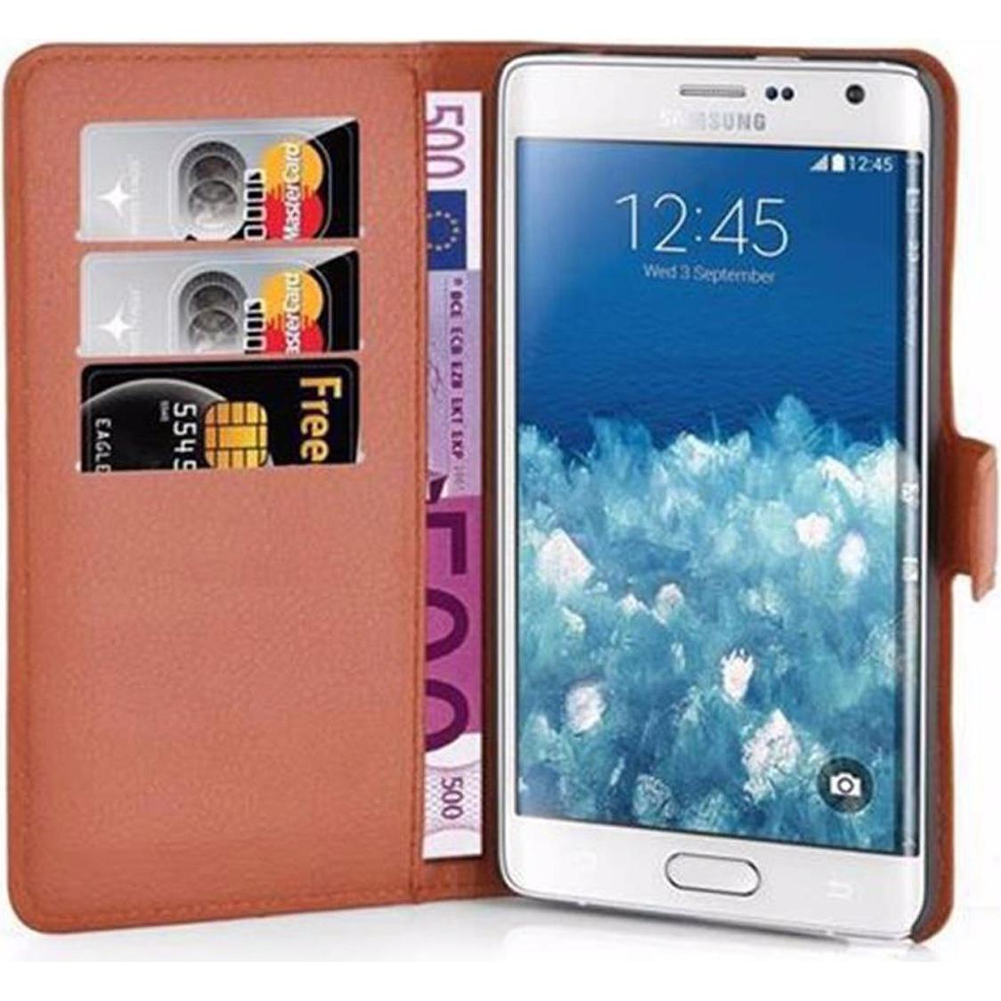 Cadorabo Book mit Standfunktion Cover (Samsung Galaxy Note Edge), Smartphone Hülle, Braun