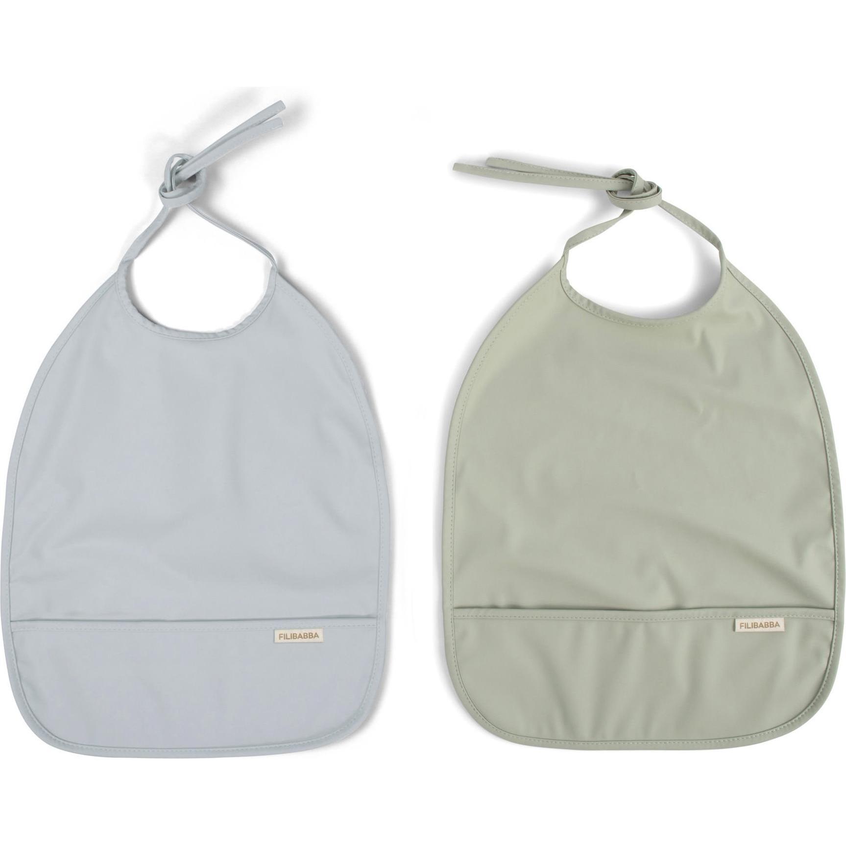 Filibabba, Lätzchen, Lätzchen mit Bändchen 2er Pack - Pearl Blue + Desert Sage (6 Monate)