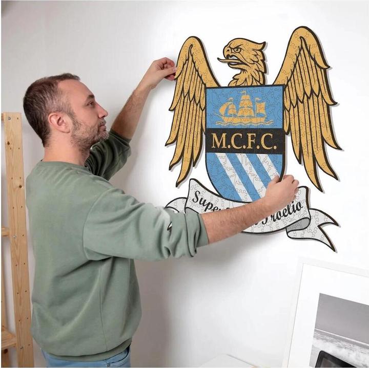 Actual product image Iconic Man City FC - Retro Logo - Wooden Puzzle Size M (270 pieces) (270 pieces)