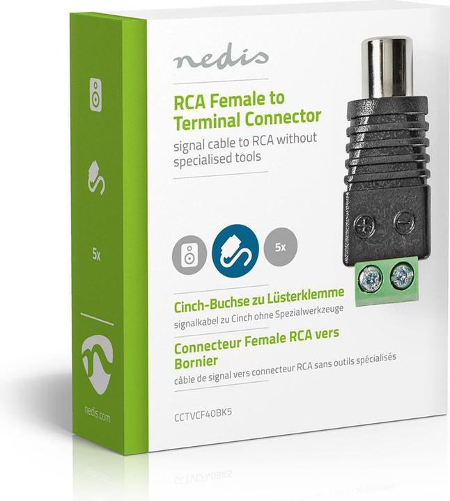 Produktbild Nedis CCTVCF40BK5 Sicherheitsstecker für CCTV 5, 2 Kabel auf Cinch-Buchse (Netzteil)