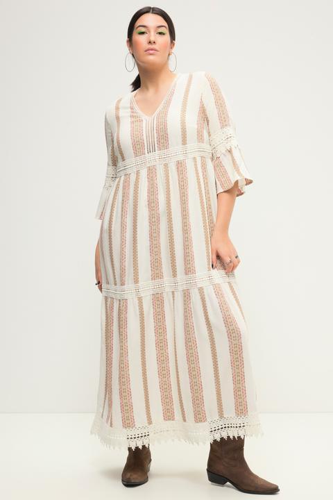 Produktbild Studio Untold Maxikleid, Goldstreifen, Spitze, V-Ausschnitt, 3/4-Ärmel (42, 44)