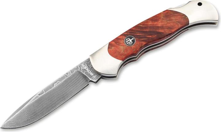 Böker Optima Maserbirke Bloody Orange Damast (9.30 cm)