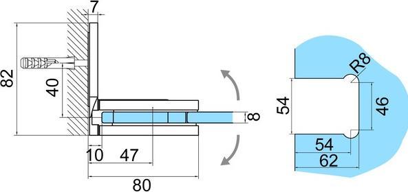 Image du produit Gral Paumelle de porte va-et-vient pour douche BF 112