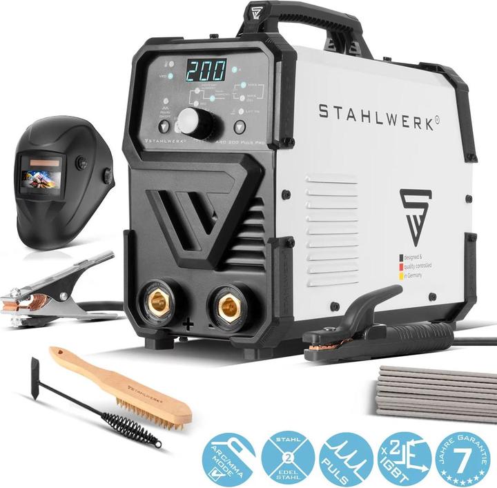 Produktbild Stahlwerk Elektroden-Schweissgerät ARC 200 Puls Pro Vollausstattung (Inverterschweissgerät)