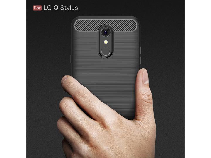 Actual product image Screenguard LG Q Stylus Cover Carbon Brushed Soft TPU (LG Q Stylus)