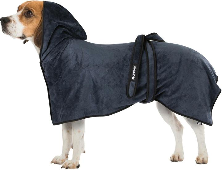 Fluffino Accappatoio Beige / Blu, M (M, Accappatoio per cani)
