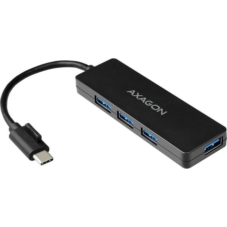 Thumbnail - Axagon HUE-G1C Superspeed USB-C Slim Hub, 4x USB 3.0 (USB-C, 4 Ports), Dockingstation + USB Hub, Schwarz