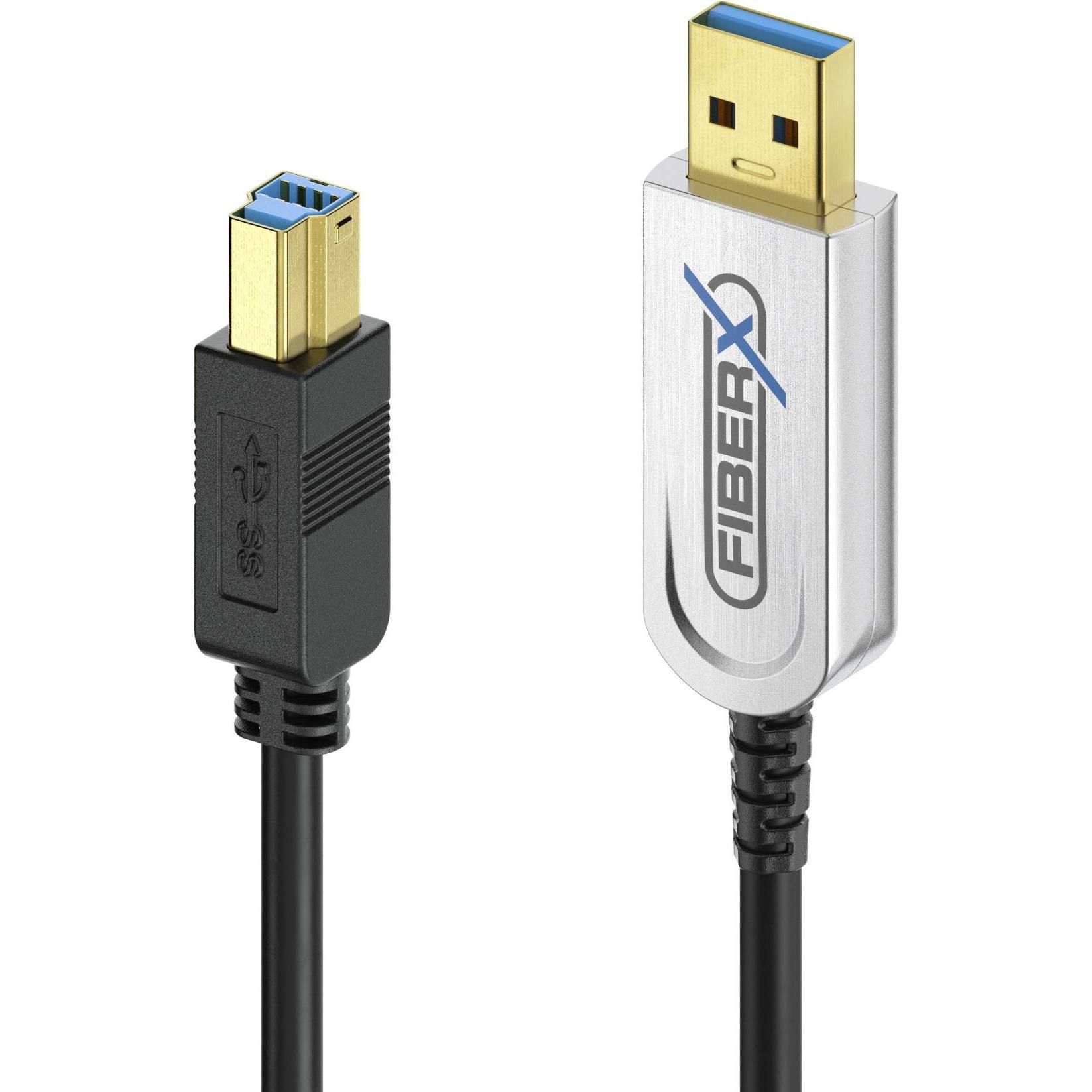 Purelink USB 3.1-Kabel Gen2, Fiber, 10Gbps, A-B 30m Schwarz (30 m, USB 3.2 Gen 2, USB 3.1), USB Kabel
