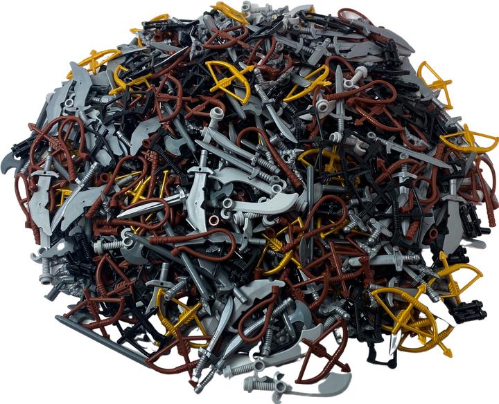 Productafbeelding LEGO Wapens Zwaard Boog Zweep Bijl Kleurrijke Wapenmix Zwaard Boog Zweep Bijl NIEUW! Lot 10x