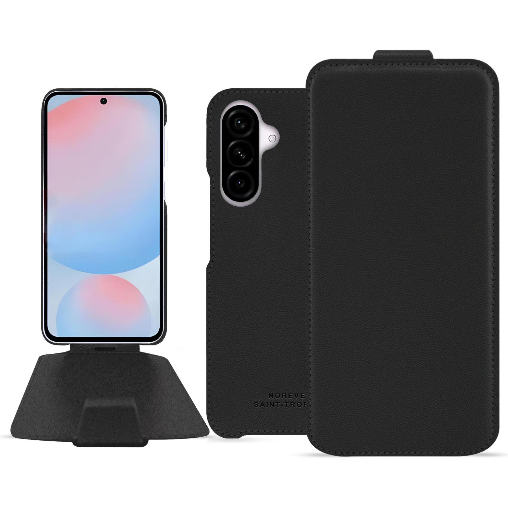 Noreve Lederschutzhülle vertikal (Samsung Galaxy A56), Smartphone Hülle, Schwarz