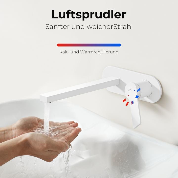 Actual product image Emke Bathroom tap, brass white, mixer tap washbasin, kitchen tap with aerator, ceramic cartridge