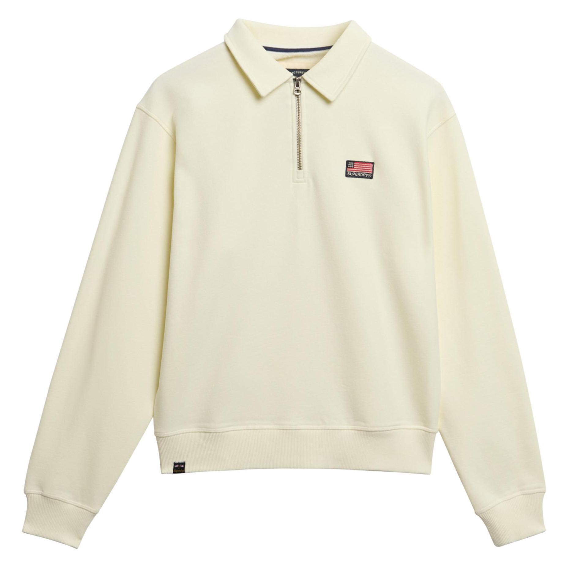 Superdry, Damen, Pullover, Athletic Essentials Oberteil Mit Rv-Kragen, Weiss, (L)