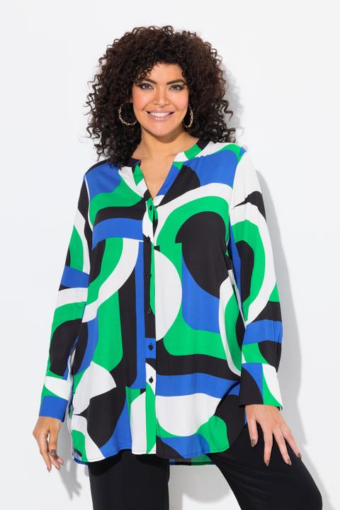 Actual product image Ulla Popken Graphic Print Button Down Tunic Blouse (42, 44)