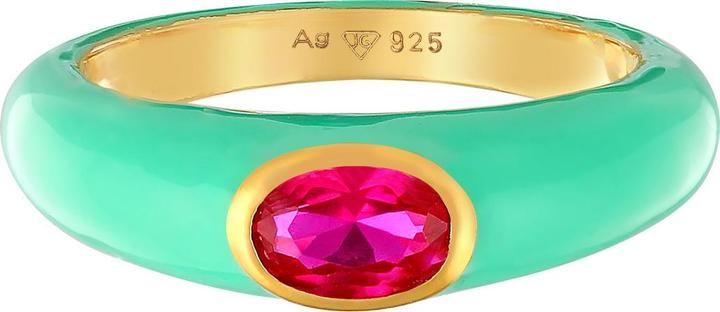 Immagine prodotto Elli Anello zircone ovale solitario smalto colorato Argento 925 (54, 925 Argento)