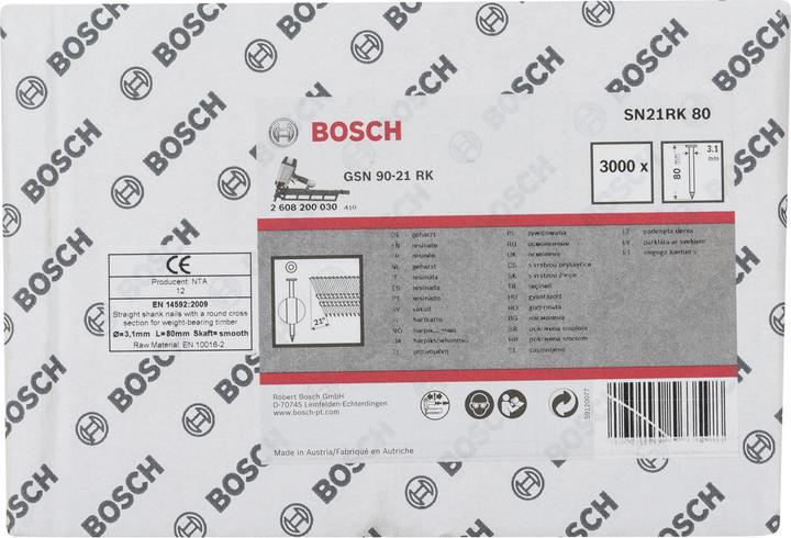 Nutritional values and ingredients Bosch Professional Zubehör Round-headed strip nail SN21RK 80 3.1 mm, 80 mm, plain, smooth