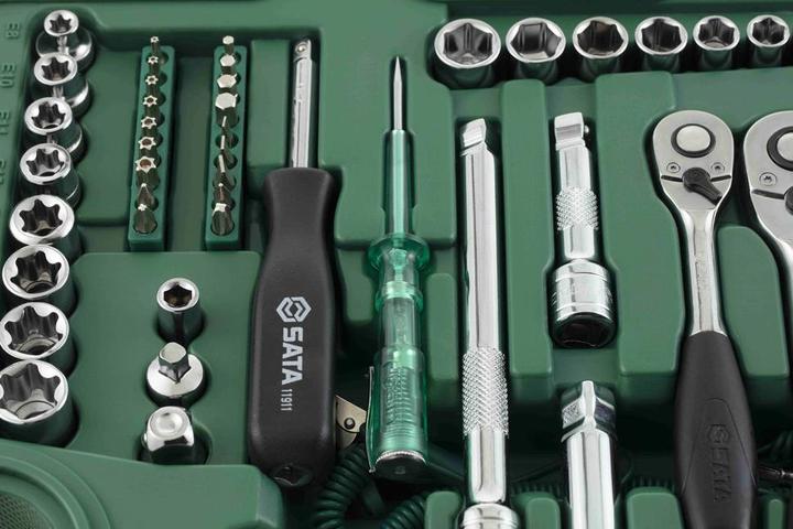 Actual product image SATA ST09014SJ 124 pieces 1/4 inch, 3/8 inch and 1/2 inch drive metric / SAE 6 point socket wrenches