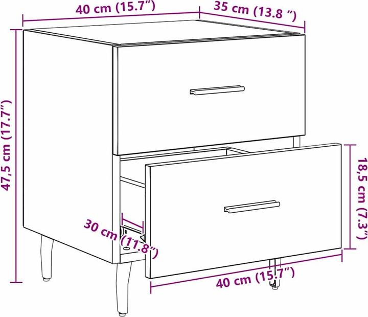 Immagine prodotto vidaXL Nachttisch (35 x 40 x 47.50 cm)