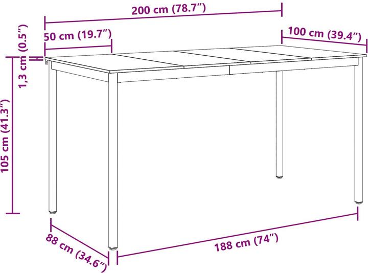 Image du produit vidaXL Esstisch (200 x 100 x 105 cm)