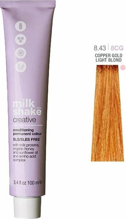 Milk_Shake Vopsea permanenta Milk Shake Creative 8.438CG, Blond Deschis Auriu Aramiu, 100ml (8.438CG, Blond Deschis Auriu Aramiu)