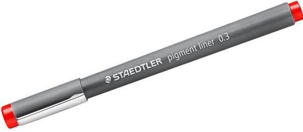 Immagine prodotto Staedtler pigment liner 308 fineliner, prodotto singolo, rosso, circa 0,3 mm (Argento, Rosso, 1x)