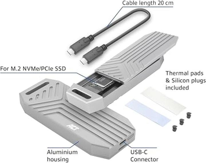 Image du produit ACT USB 40Gbps M.2 2280 NVMe / PCIe SSD Enclosure, tool-free (M.2 2280)