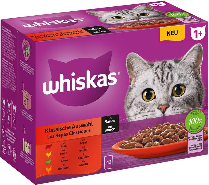 Produktbild Whiskas Klassische Auswahl in Sauce (Adult, 12 Stk., 1020 g)
