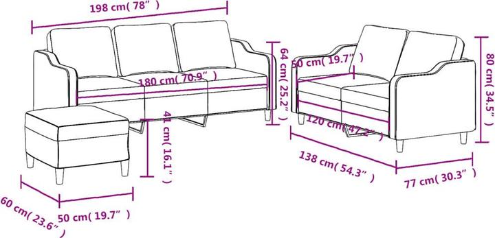 Produktbild vidaXL Giff (3-Sitzer)