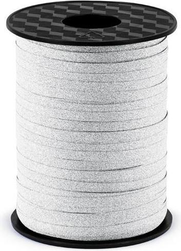 Actual product image Partydeco Plastic ribbon, silver, 5mm/225m (1 pkt / 1 pc.) (Gift ribbon, 1 x)
