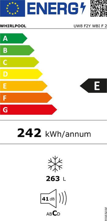 Energie-Label Whirlpool UW8 F2Y WBI F2 (Freistehend, 263 l)