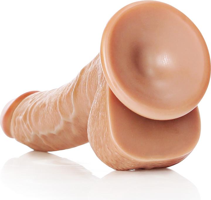 Productafbeelding RealRock Gebogen realistische dildo met ballen en zuignap - 8"/ 20,5 cm