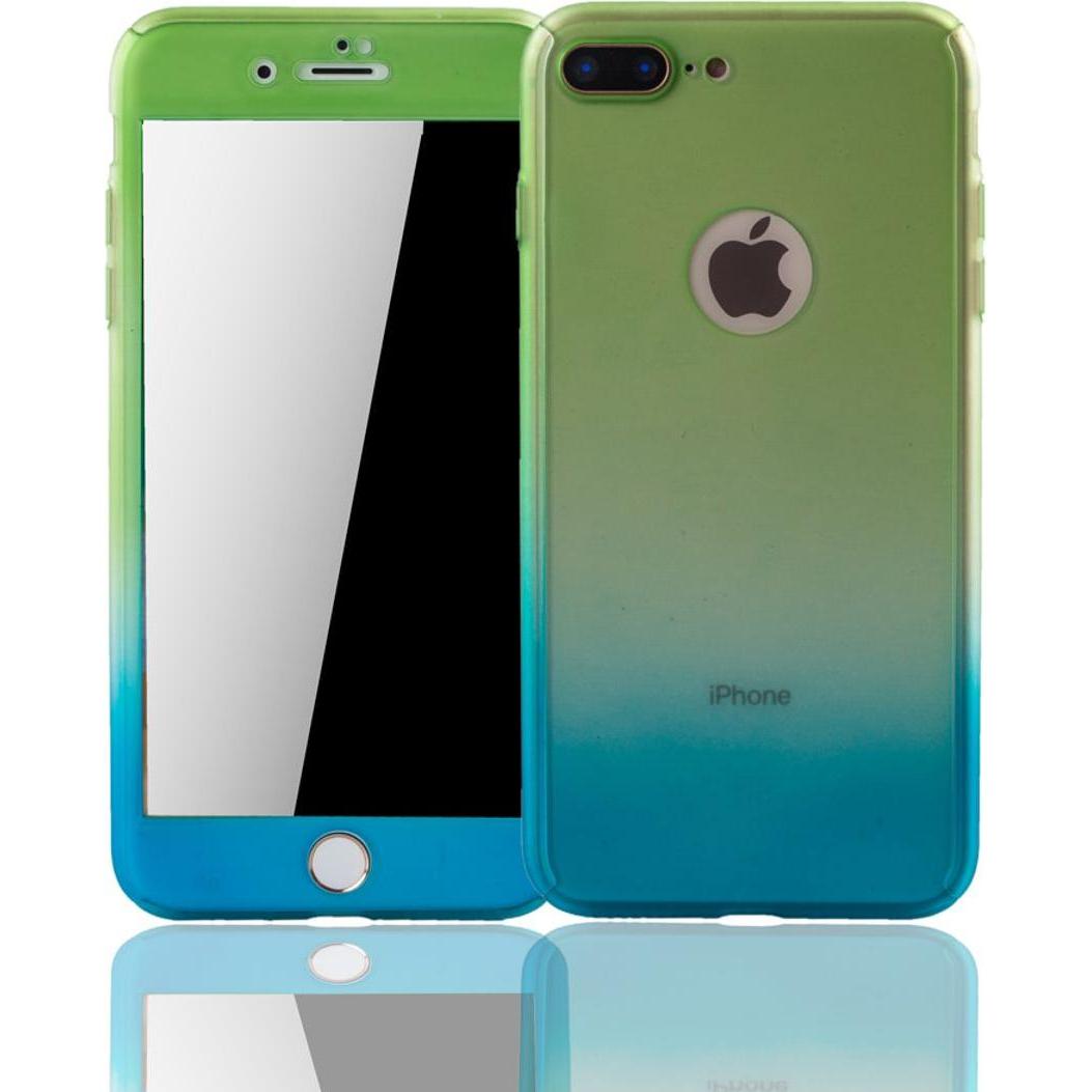 König Design Hülle Handy Schutz für Apple iPhone 8 Plus Full Case Cover Displayschutz Blau (Apple iPhone 8 Plus), Smartp...