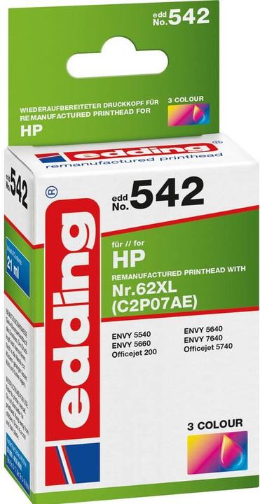 Energy Label Edding Ink cartridge Printer cartridge replaced 62XL (C2P07AE) Cyan, Magenta, Yellow (C, M, Y)