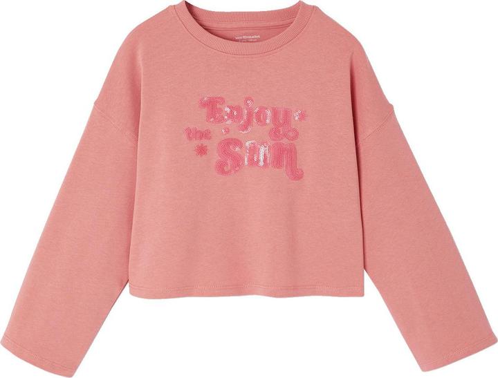 Actual product image Vertbaudet Mädchen Cropped-Shirt mit Pailletten-Schriftzug und Recycling-Baumwolle (92)