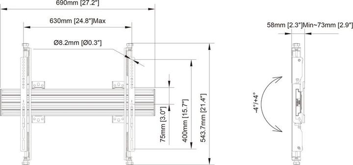 Image du produit Multibrackets Support mural 32"-75", VESA 100x100 - 600x400