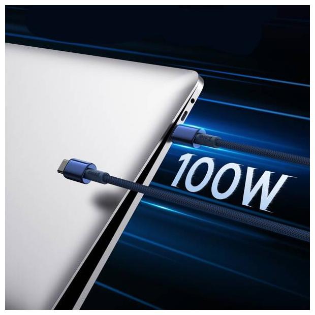 Actual product image Baseus Cable USB-C to USB-C Tungsten Gold, 100W, 2m (blue) (2 m, USB 2.0, 100 W)