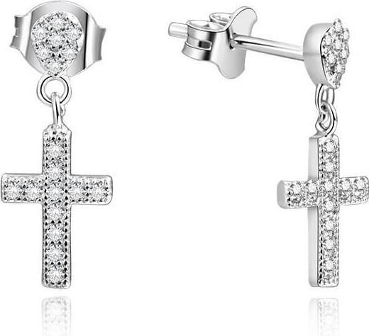 Image du produit Beneto Boucles d'oreilles en argent croisé avec rhinestones AGUP1176