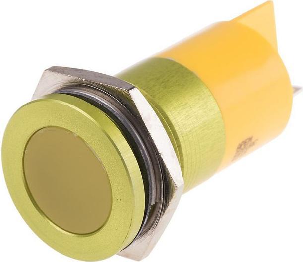 Produktbild RS PRO 22mm flush anodised LED, yellow 220Vac