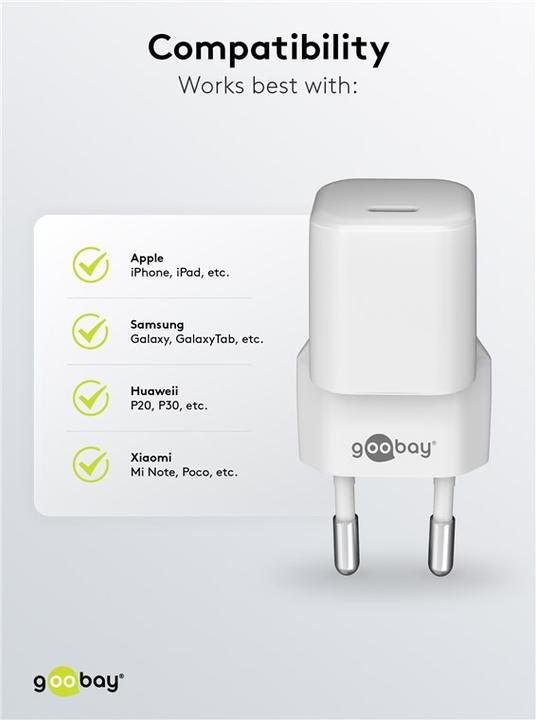 Immagine prodotto Goobay Caricabatterie Rapido USB-C Nano con tecnologia GaN (30 W)