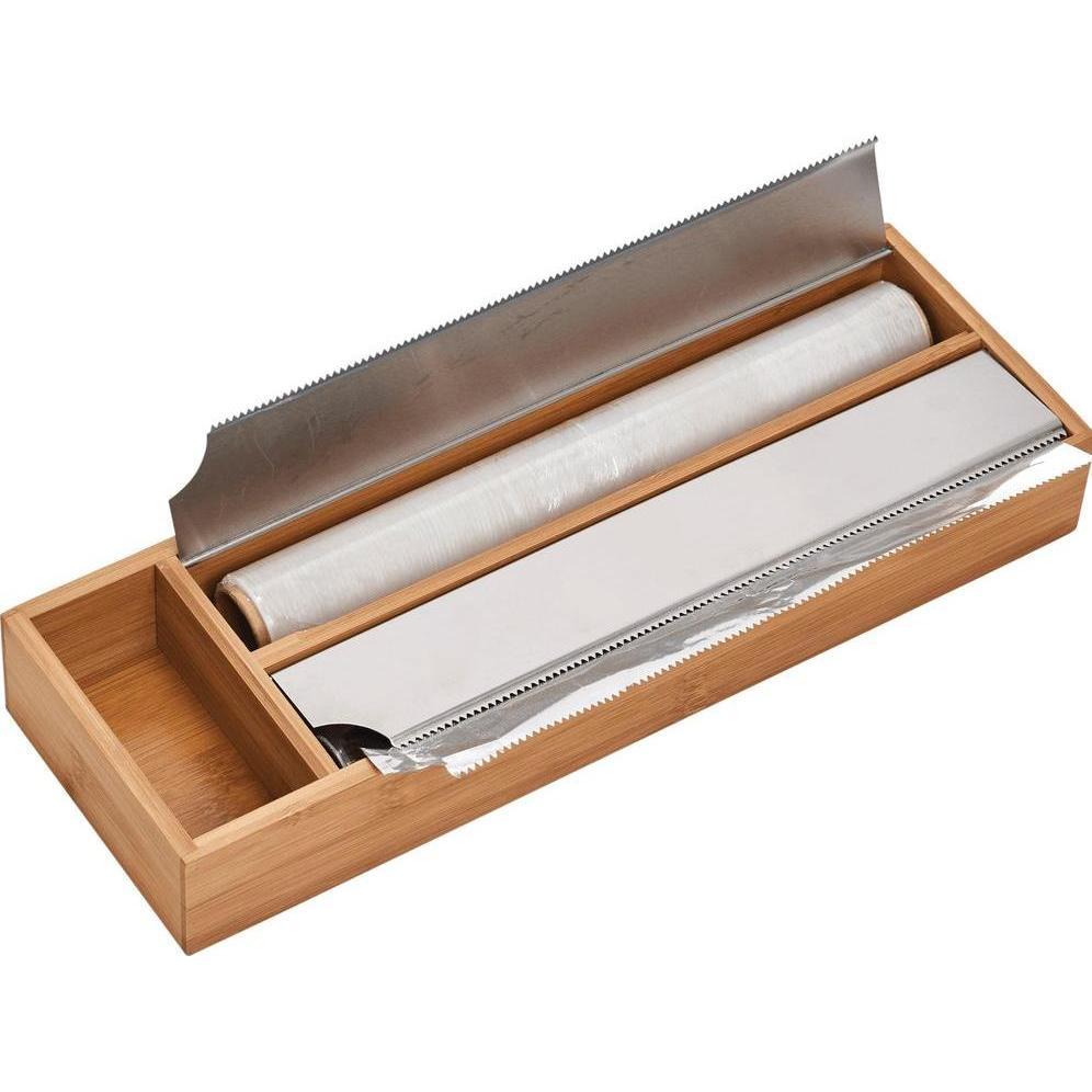 Zeller Present Folien Aufbewahrungs- und Abreiss-Box, Küchenrollenhalter, Braun
