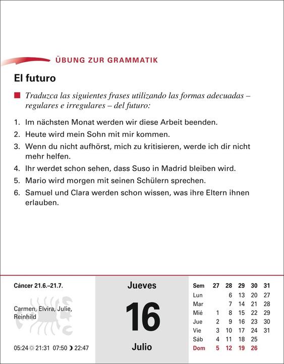 Produktbild Harenberg Spanisch Sprachkalender 2026 - Spanisch lernen leicht gemacht - Tagesabreisskalen (12.5 x 16 cm)