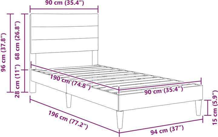Image du produit vidaXL Bettgestell (90 x 190 cm)