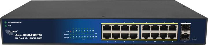 Actual product image Allnet switch smart managed layer2 18 port gigabit with poe budget 240w - all-sg8418pm (18 ports)