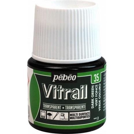 Thumbnail - Pebeo, Künstlerfarbe + Bastelfarbe, Vitrail Transparentfarben (Dunkelgrün, 45 ml)