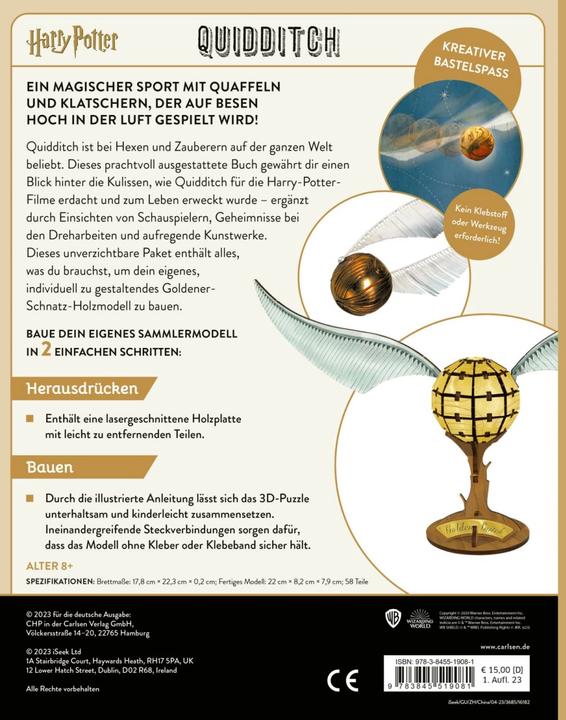 Actual product image Harry Potter - Quidditch - Das offizielle Buch mit 3D-Puzzle Fan-Art (German, Warner Bros. Consumer Products GmbH, 2023)