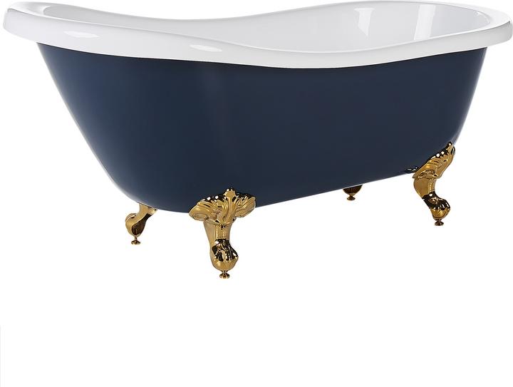 Produktbild Beliani Badewanne freistehend blau / weiss oval 153 x 77 cm CAYMAN (200 l, 153 cm, 77 cm)