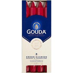 Thumbnail - Gouda, Kerzenständer, Kronenkerzen Rubinrot 8 Stück