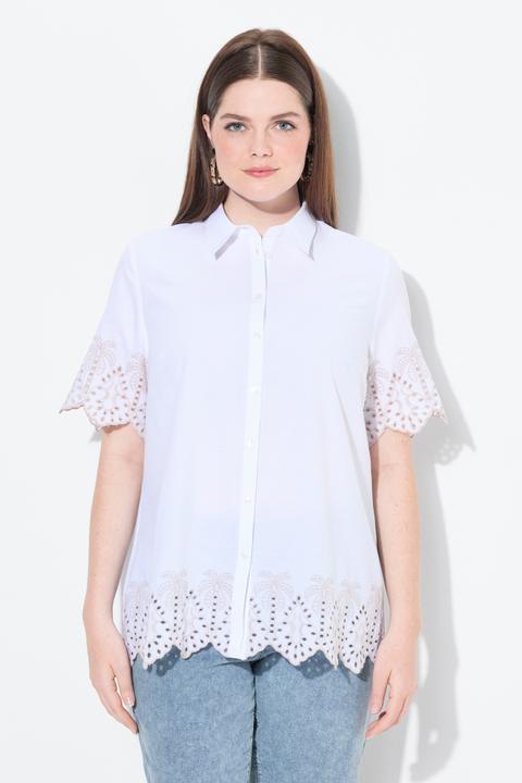 Immagine prodotto Ulla Popken Maglia in cotone biologico con palme, collo da camicia e mezze maniche (58)