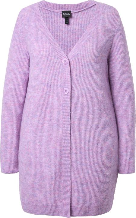 Produktbild Ulla Popken Long-Strickjacke, Rippstrick, V-Ausschnitt, Langarm (42, 44)